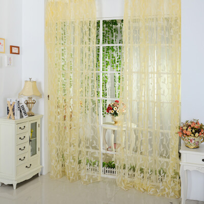 

Chic Leaf Type Tulle Door Window Curtain Drape Panel Sheer Scarf Valances