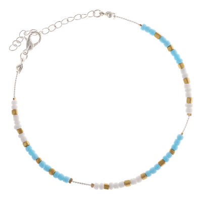 

Summer Holiday Beach Gold Chain Beads Turquoise Anklet Womans Jewelry