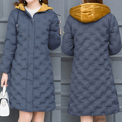 

Roseonmyhand Women Hooded Winter Outwear Warm Long Thick Cotton Parka Slim Jacket Overcoat