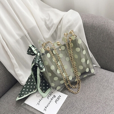 

2019 new small fresh silk scarf bow Messenger bag Korean version of the fairy fashion wave point chain single shoulder mother bag