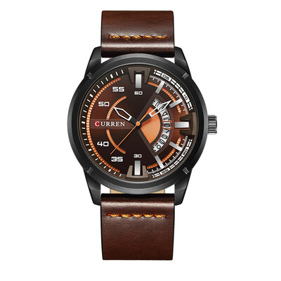 

CURREN Men\s Luxury Creative Band Material Type Large Dial Leather Dress Watch