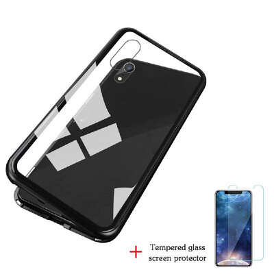 

Magneto Magnetic Adsorption Case Clear Tempered Glass Red Clear i-phone XR