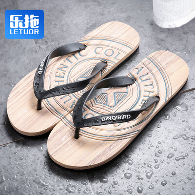 

Le drag flip-flops&slippers mens fashion trend outdoor leisure beach seaside swimming indoor home bathroom bath non-slip cool summer a soft bottom breathable SJ191 dark blue 43-44