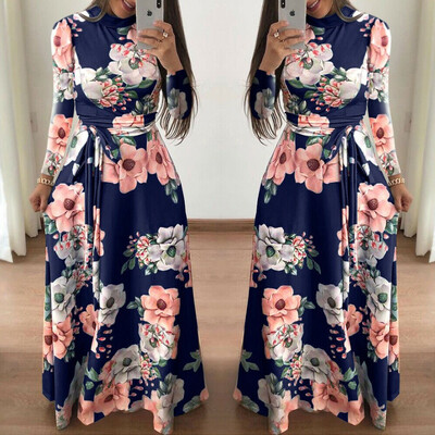 

Womens Summer Boho Floral Short Sleeve Long Maxi Dress Party Beach Sundress