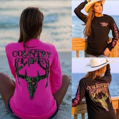 

Women Cotton Crew neck Top Long Sleeve Shirt Casual Blouse Loose T-shirt M3