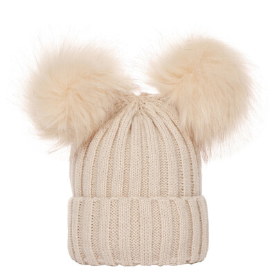 

Children Winter Infant Wool Knitted Hat Cap Beanie WithTwo Double Beanie1-4Years