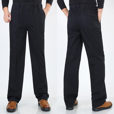 

Gobestart Men Winter Casual Solid Pants Straight Plush Trousers Business Loose Long Pants