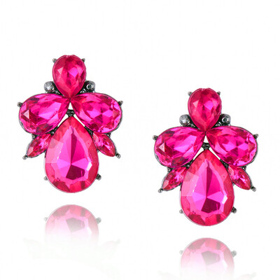

E0224 Fashion Jewelry Pink Crystal Flower Stud Earrings For Women Vintage Rhinestone Stud Earrings Bijoux Elegant Lady Wholesale