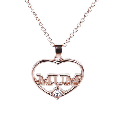 

Heart Crystal Rhinestone Pendant Necklaces MOM Pattern As A Gift For Mothers Day