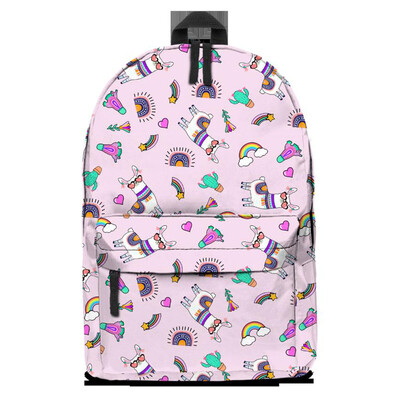 

New Customized Design Alpaca Printed Women Girl Oxford Cloth Backpack Travel Laptop Backpack Student Teenager School Shoulder Bag