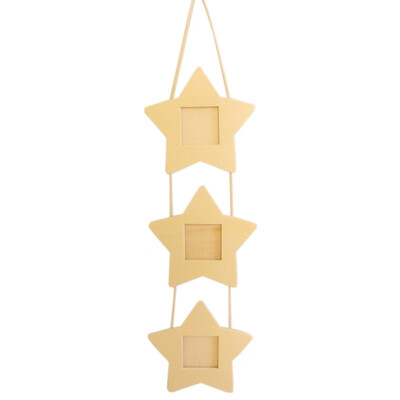 

1PC DIY Wooden Frames Hanging String Type Frames With Hanging Rope Unique Small House Heart Five-pointed Star Shape Photo Frame