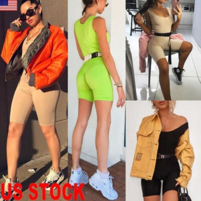 

Women Tank Tops Romper Soild Color Jumpsuit Bodysuit One Piece shorts Catsuit