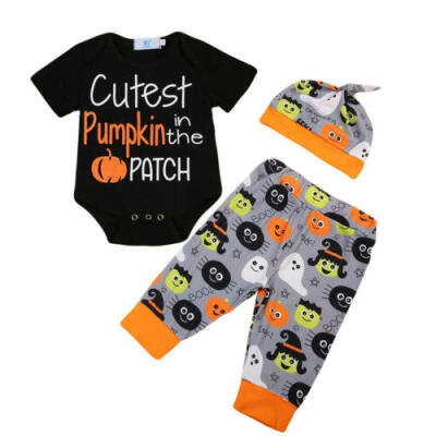 

US Newborn Toddler Infant Kid Baby Boy Girl Top RomperLong Pants Clothes Outfit