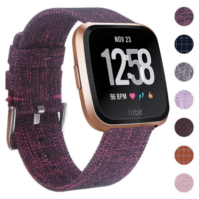 

SDFB-002 Watch Band Fitbit Strap Canvas Plaid Wrist Strap Replacement Wristband for Fitbit Versa Fitness Smart Watch