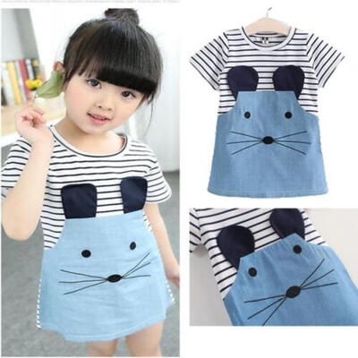 

New Summer Toddler Kids Baby Girl Clothes Blouse T-shirt Tops Dress Outfits Set
