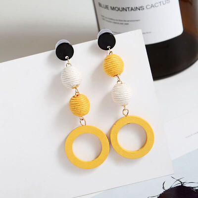 

EK115 Korean Style Fashion Wood Drop Earrings for Women Brincos Dangle Earring Retro Geometric Jewelry Statement Party Gifts