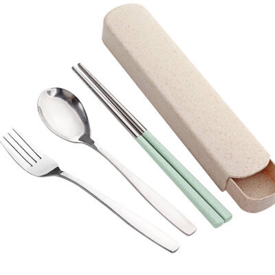 

Nordic Portable Stainless Steel Dinnerware Set with Box For Kid Travel Siverware Fork Picnic Dinner Kitchen Accessories