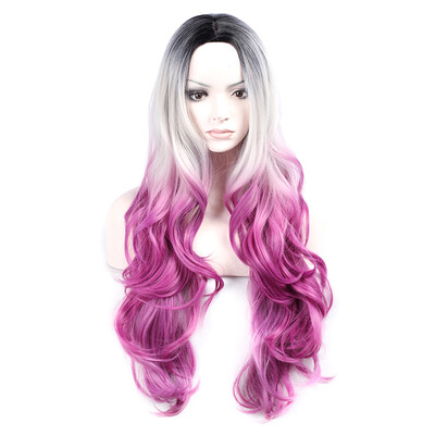 

Fashion Three-color Gradient Long Curly Full Wig Women Middle Parting for Cosplay Party