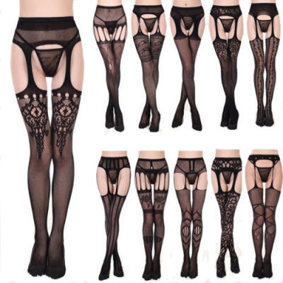 

Sexy Black Fishnet Jacquard Stockings Pantyhose Tights Adult Women Plus Size