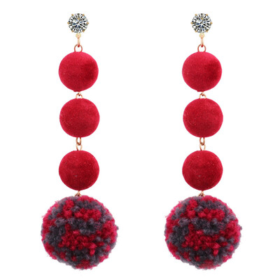 

Plush Ball Earrings Wrapped Ball Drop Long Cute Earrings Acrylic Shaped Women Earrings