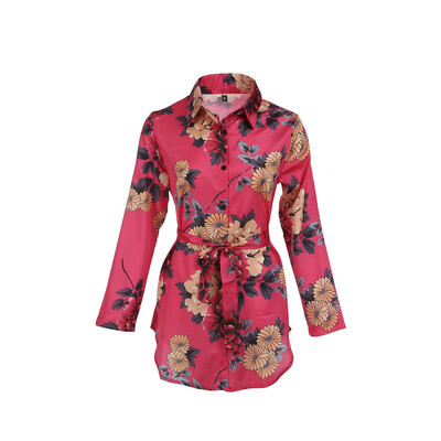 

Womens Floral Satin Long Tops Blouse Ladies Summer Beach Party T Shirt Dress