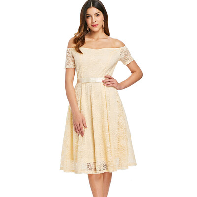 

Off Shoulder Lace Fit&Flare Dress