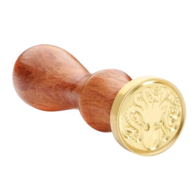 

Retro Plant Pattern Wood Handle Sealing Wax Seal Stamp Post Decor Craft