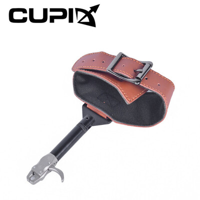 

1× Archery Compound Bow Release Aids Gear Hardcore Buckle Leather Adjust Wrist