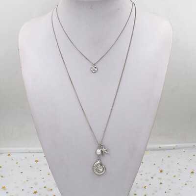 

2019 New Cowrie Shell Starfish Necklace For Women Choker Minimalist Beads Chain Multi Layered Necklaces Fashion Jewelry