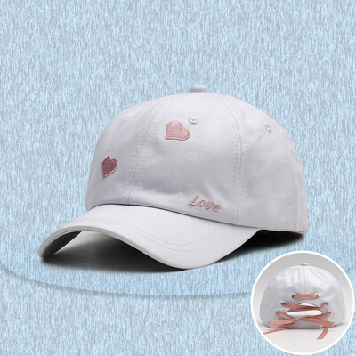 

Hat girl summer tie small fresh sweet cute baseball cap Korean version of the bow love embroidery shade duck tongue hat