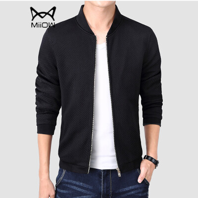 

Cat MiiOW jacket 2019 spring&autumn new mens trend solid color wild stand collar jacket jacket QT2021-1642 black L