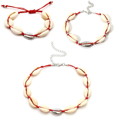 

2018 Hawaiian Sea Shell Choker Necklace Bracelet Anklet Jewelry Bohemian Turkish Gold Foot Chain For Women Collar Chocker