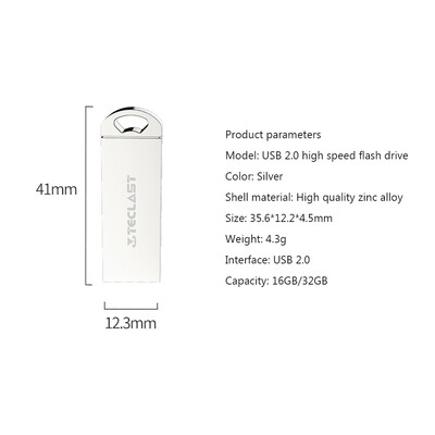 

Teclast NCX USB 20 Flash Drive 32GB Capacity Memory Stick Flash Disk Metal Pendrive U Disk