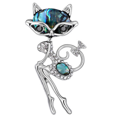 

Beautiful Blue Crystal Fox Brooch Pins Engagement Jewelry Brooches Trendy