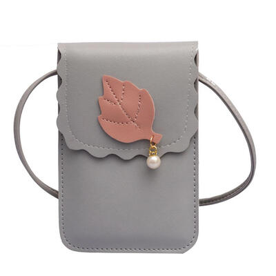 

Women Girl Leaf Pearl PU Leather Shoulder Handbag Mini Messenger Phone Bags