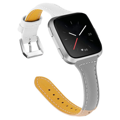 

ECSEM Leather Band for Fitbit Versa Smartwatch Three-Color Slim Genuine Leather Strap Accessories for Fitbit Versa Women Men