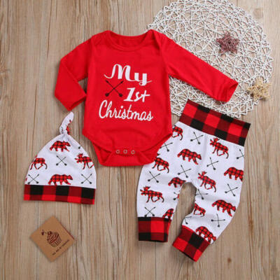 

My 1st Christmas Baby Boy Girls Newborn Xmas Clothes RomperPants Casual Outfit