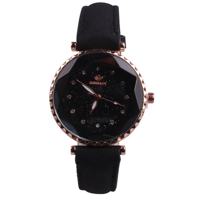 

Womens watch leather strap starry rhinestone dial simple trend students