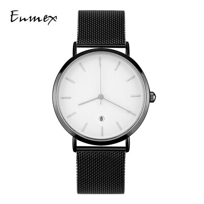 

Enmex Two-Needle Light&Thin Steel Woven Quality Watch Simple Calendar Mysterious Cold Watch