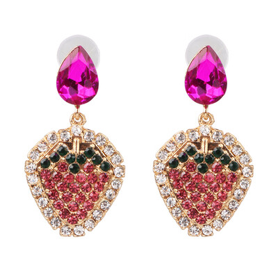 

INS 2019 Summer Fruit Earrings for Women Pineapple Crystal Dangle Drop Earrings Raffia Handmade Woven Statement Jewelry