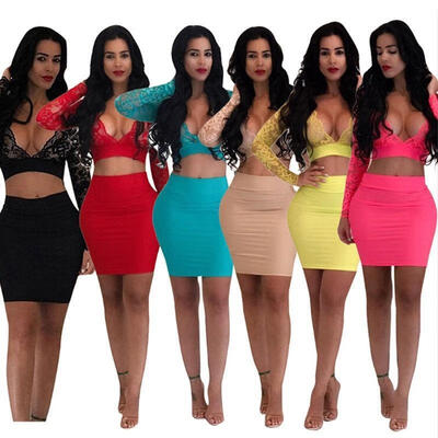 

Fashion Womens Bodycon Dress Party Evening Cocktail Dress Pencil Lace Mini Dress