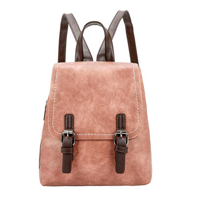 

Women Backpack PU Contrast Color Mini School Shoulder Bag for Teenager Girl