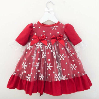 

Toddler Newborn Kid Baby Girl Christmas Dress Floral Princess Party Xmas Dresses