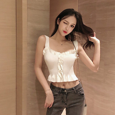 

Womens Sexy Tank Tops Female Casual Knitted Crop Top