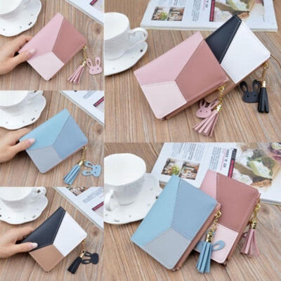 

Women Small Short Bifold Tassel Wallet Leather Mini Purse Cute Coin Card Purse