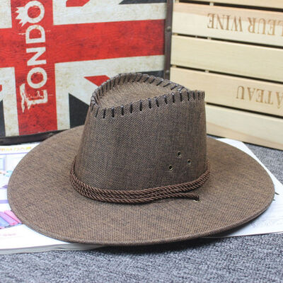 

5 Colors High Quality Fashion Men Cosplay Leather Western Cowboy Hat Men Outdoor Sunhat