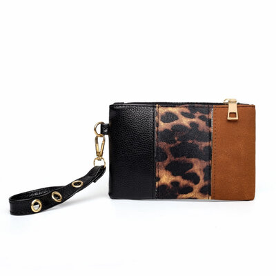 

Women Leopard Snake Skin Print Zipper Wristband Wallet Purse Phone Card Holder