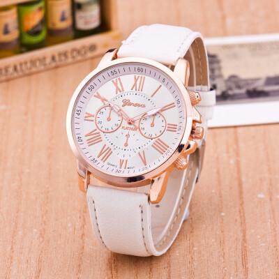 

GENEVA Women Fashion Round Dial Pu Leather Quartz Watch