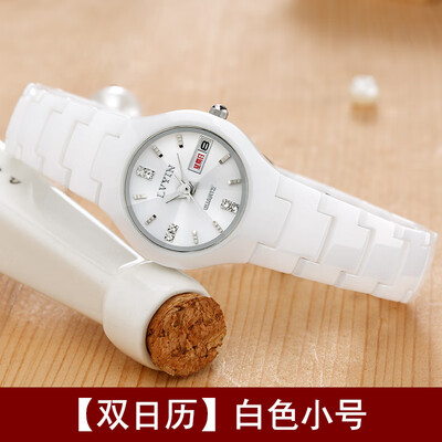 

Green white ceramic watches female fashion waterproof students Korean version of simple ladies lovers gift quartz watches