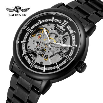 

Gobestart T-WINNER Hollow Luxury Design Business Fashion Mens Steel Belt Mechanical Watch
